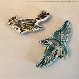 Pair of pretty bird Anthro Jewelry/Trinket boxes